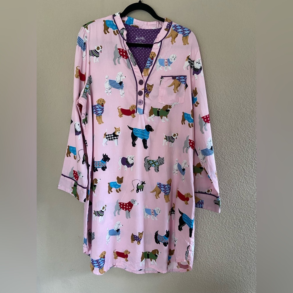 Nick & Nora Women’s XXL Cotton Dog Print Nightgown Sleepwear Puppies w/Sweaters